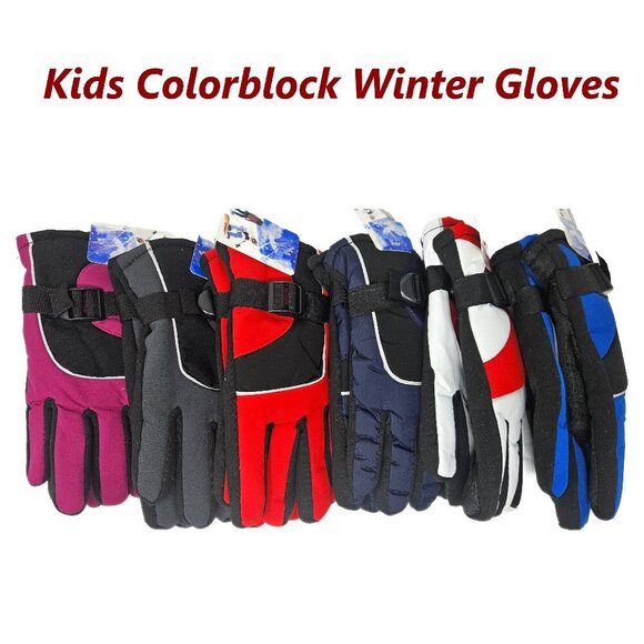 Kids Fleece-Lined Winter Gloves, Various Colors, 9" Long - Picture 1 of 10